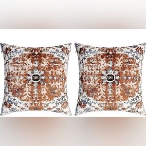 2 piece set  Boho Printed Linen Blend Throw Pillow Cases.